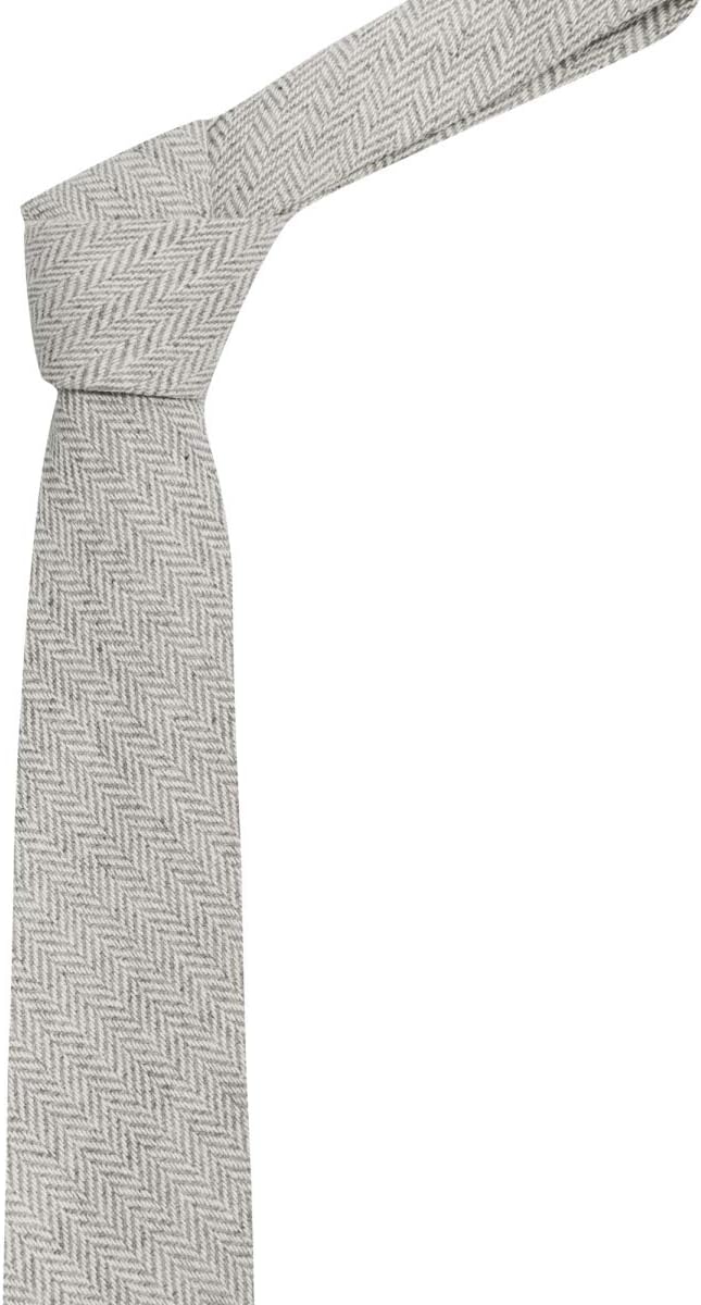 King & Priory Silver Grey & Cream Herringbone Necktie