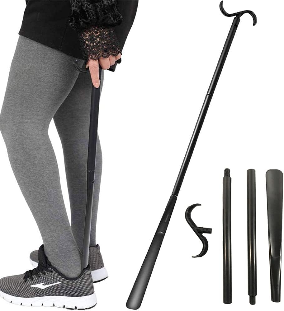 Fanwer 35.5" Long Dressing Stick, Shoe Horn Long Handle for Seniors, Sock Remover Tool, Adjustable, for Disabled, and Back Problems People