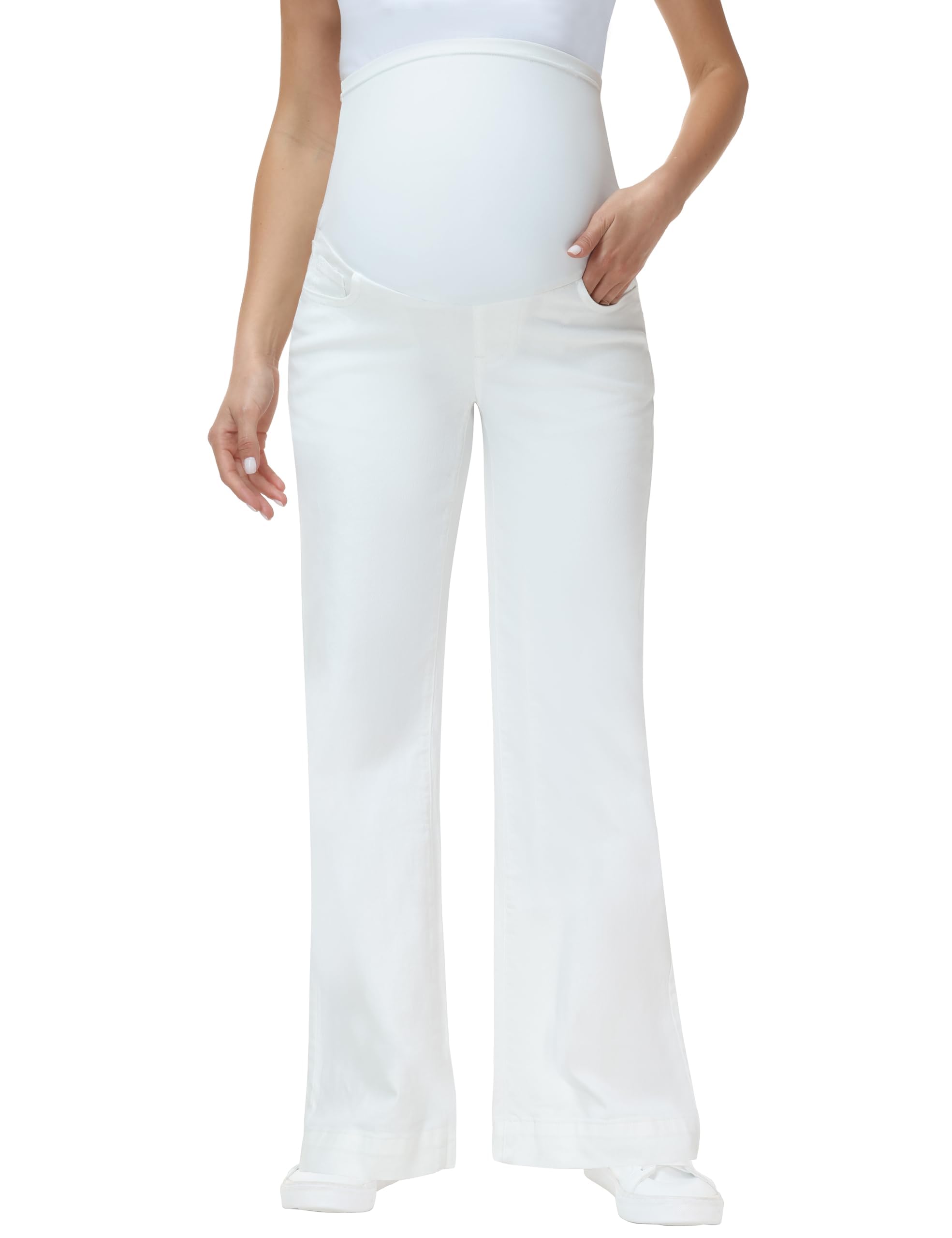 Pantalones vaqueros de maternidad para mujer de pierna ancha