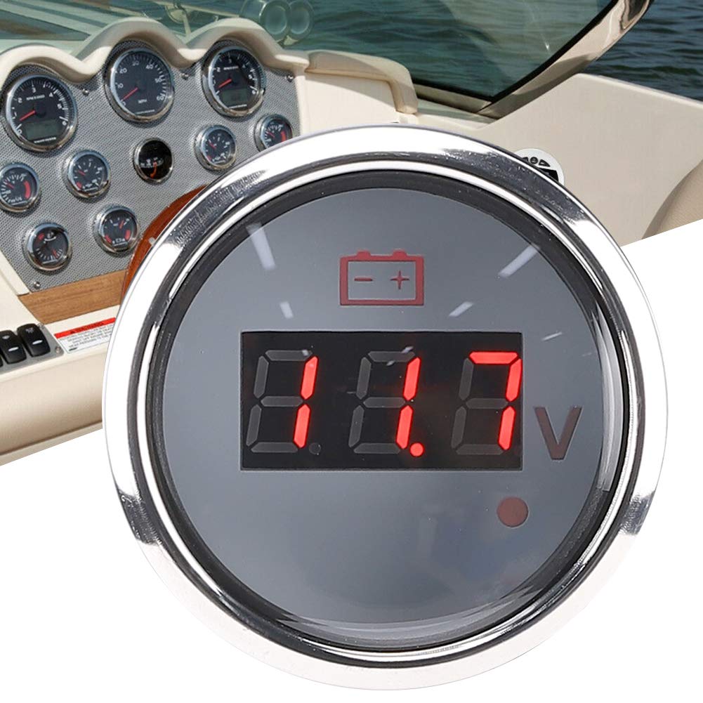 Voltmètre LED étanche marin de jauge de tension pour accessoire de voiture pour bateau automatique(white) , Autres instruments