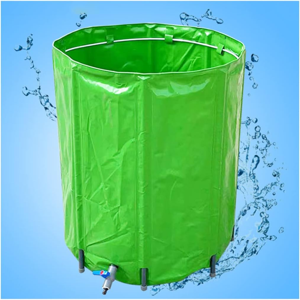 Large Capacity Rain Barrel, Emergency Water Storage Container, Foldable Flexible Rain Water Collector, for Watering Gardens, Watering Animals, Building,Green,50L/40 * 50CM