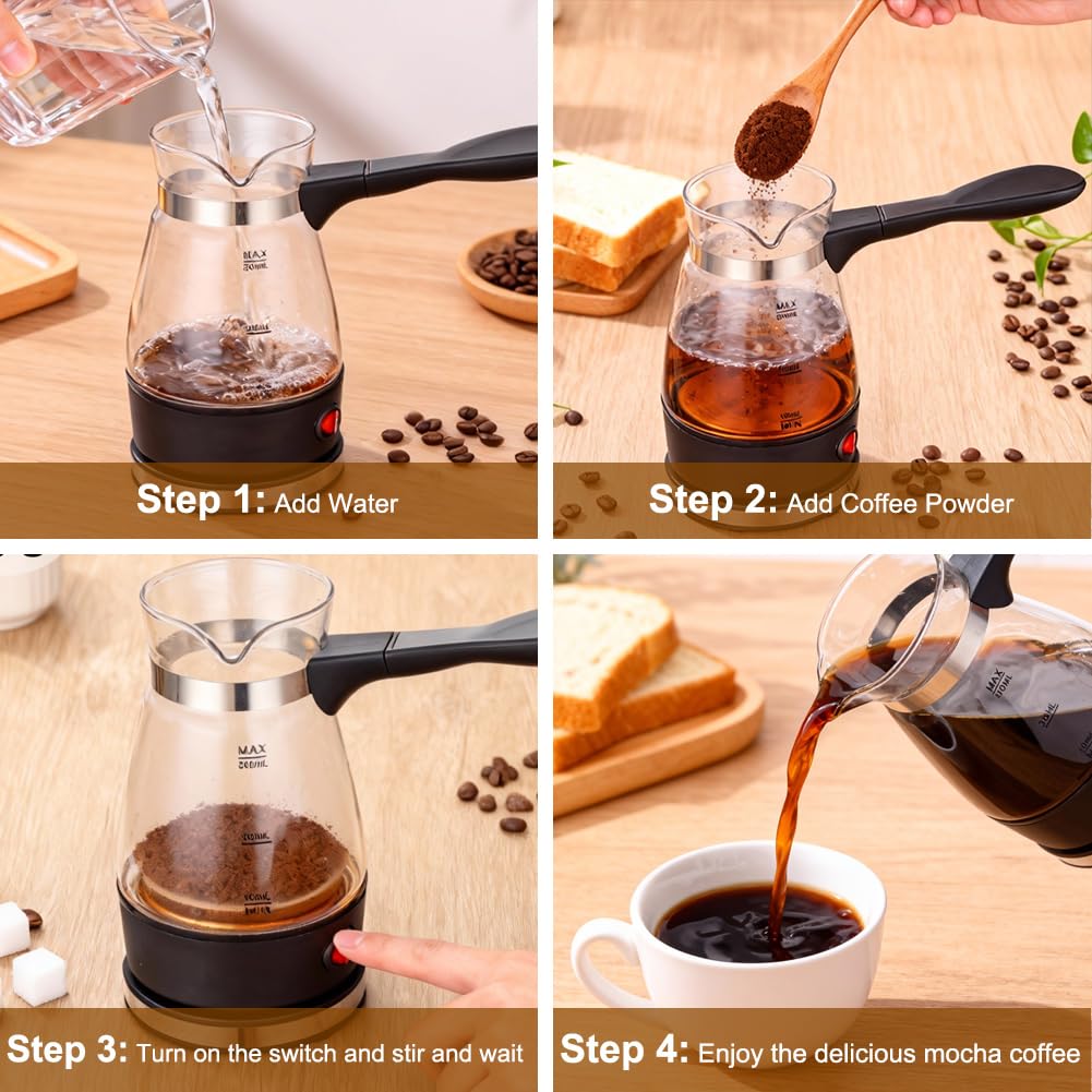 Caffettiera elettrica turca da 500 ml, caffettiera elettrica turca, caffettiera per caffè espresso, caffettiera elettrica turca per casa, ufficio