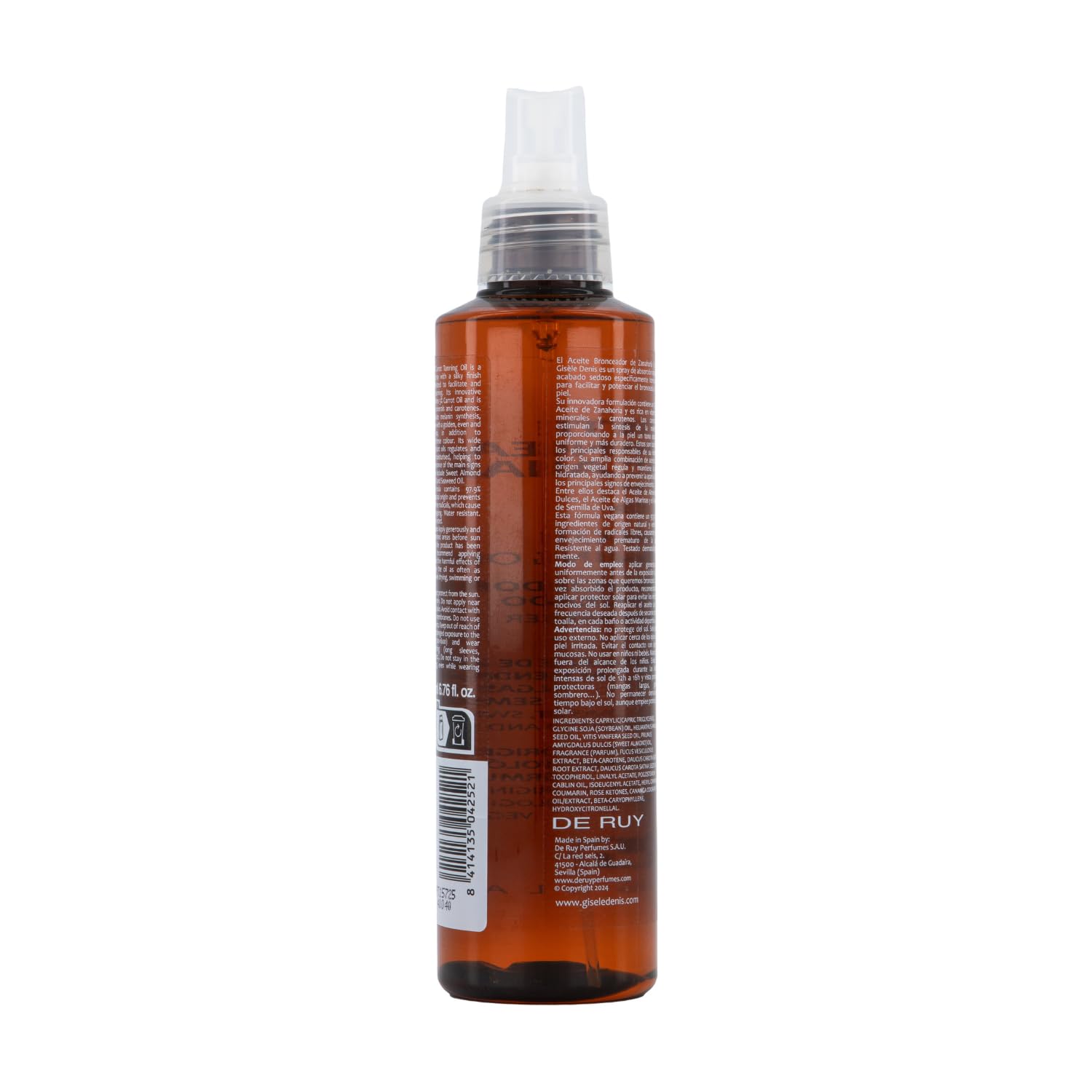 GISÈLE DENIS - Huile bronzante à la carotte 5% 200 ml, Huile bronzante, Accélérateur de bronzage, Bronzant solaire, Ingrédients d'origine naturelle, Résistant à l'eau, Formule végétalienne