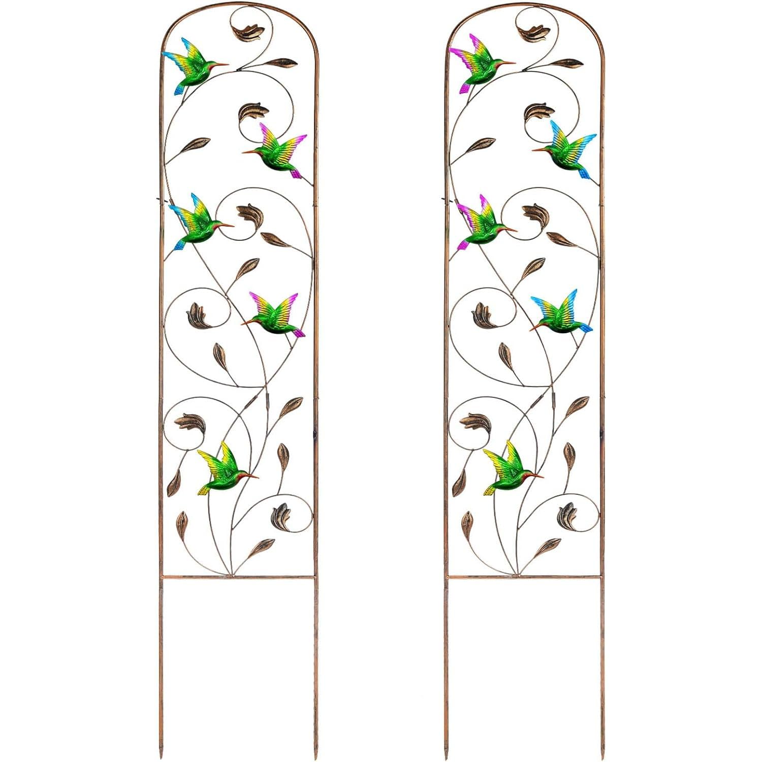 Taylor & Brown 2 Pack Metal Garden Trellis 60 Inch High Garden Obelisk for Climbing Plants Outdoor Decoration Arched Fence Vine Trellis for Patio, Lawn, Yard, Backyard (Hummingbird)