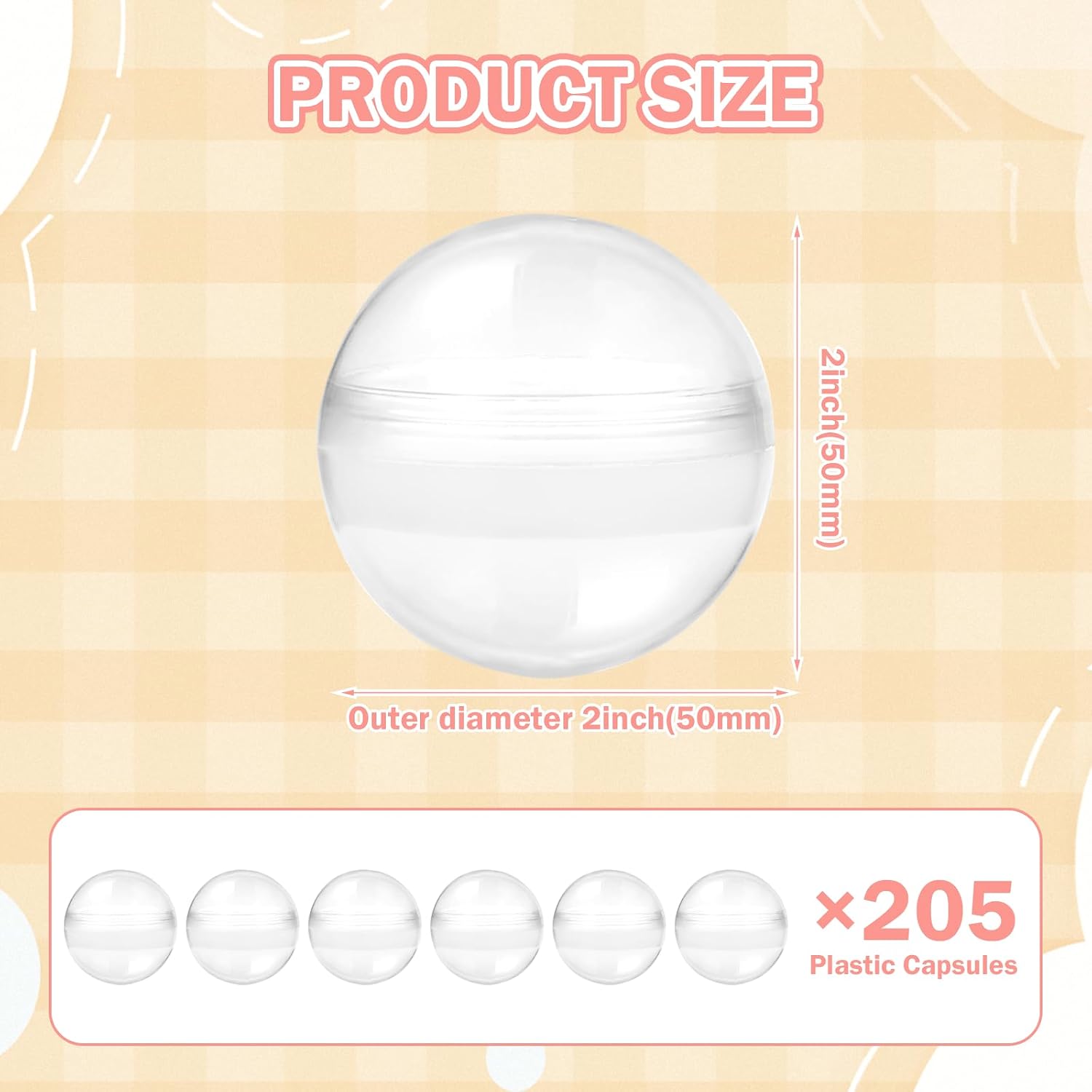 105Pcs 2 Inch Clear Vending Machine Capsules, Gumball Machine Capsules, Empty Round Capsules Plastic Vending Machine Balls for Prizes Party Favors Supplies