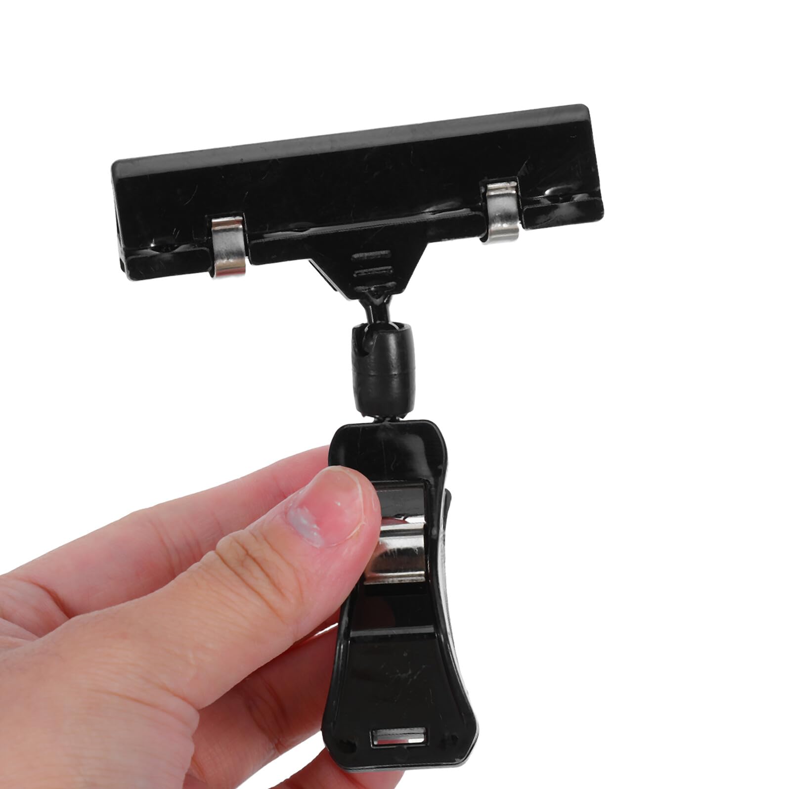 Clip per Cartellini dei Prezzi Bifacciale in Plastica Nera Mini Clip Girevole Doppia Testa per Espositori al Dettaglio e Scaffali di Supermercati Set da 10 Pezzi per Segnaletica