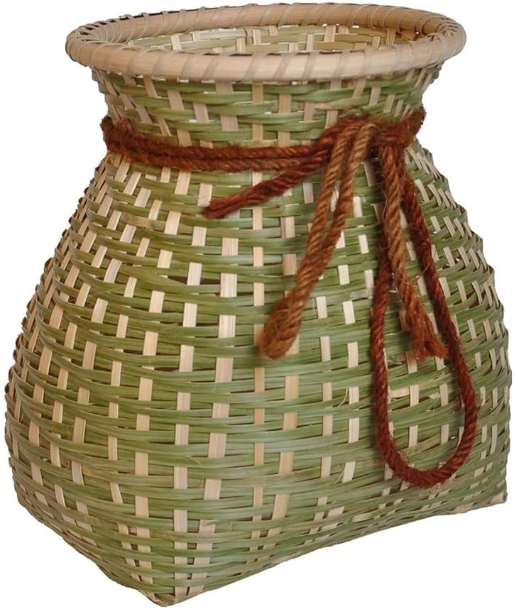 HBJWOV Basket Flower Wicker Vase Rattan Seaweed Woven Storage Rack Country Farmhouse Happy Planting(21X15X15CM)