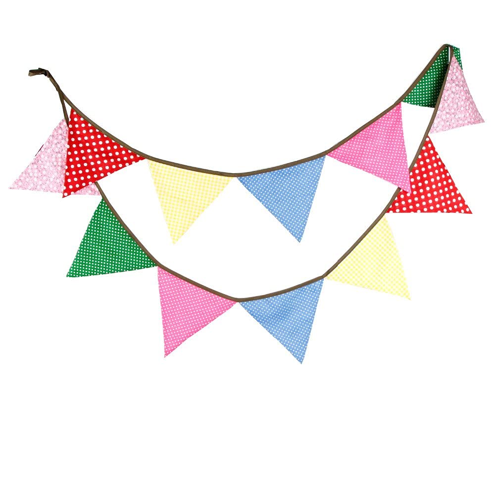 Die Herbstflagge, Wimpelkette aus Stoff mit Regenbogen-Aufdruck, 12 Stück, 3,2 m, mehrfarbig, Party-Dekoration(No077)