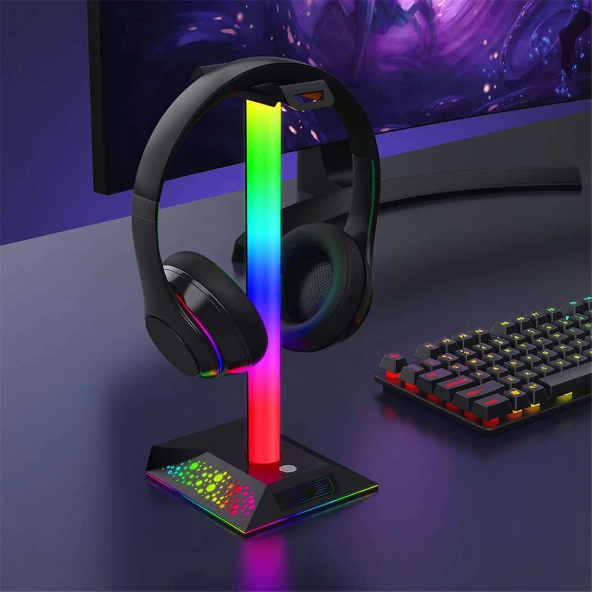 TrueCart Immersive RGB Headphone Stand with Dual USB Charging & 3.5mm Audio Jack - Organize & Enhance Your Gaming Setup-image-41