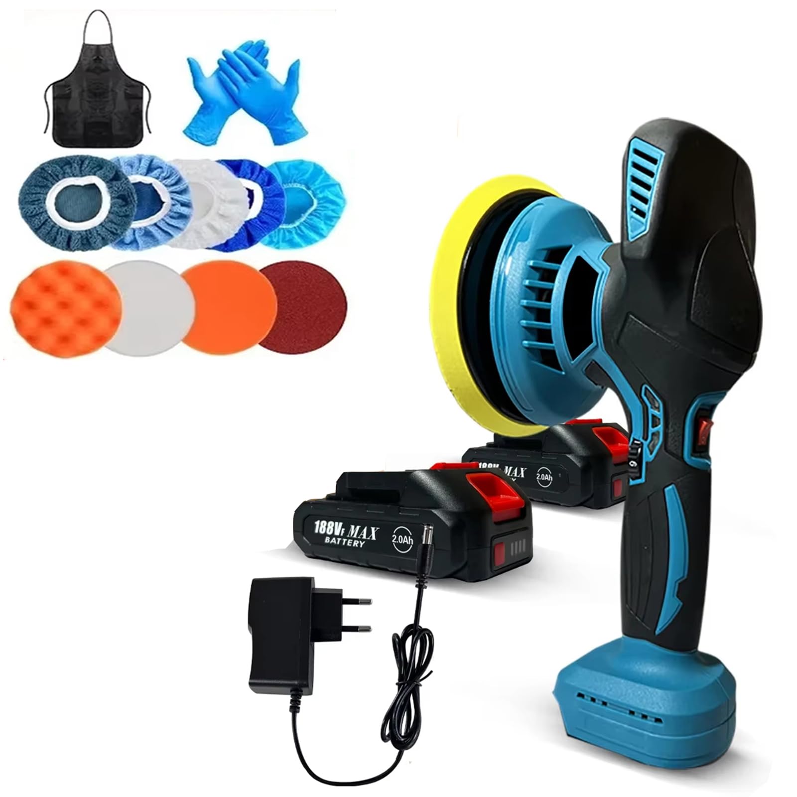 Pulidora de coche para detalles de coche, kit de máquina pulidora profesional de 6 pulgadas, 6 velocidades variables 2500-7000 RPM con placa de pulido de 6 pulgadas, enceradora pulidora inalámbr