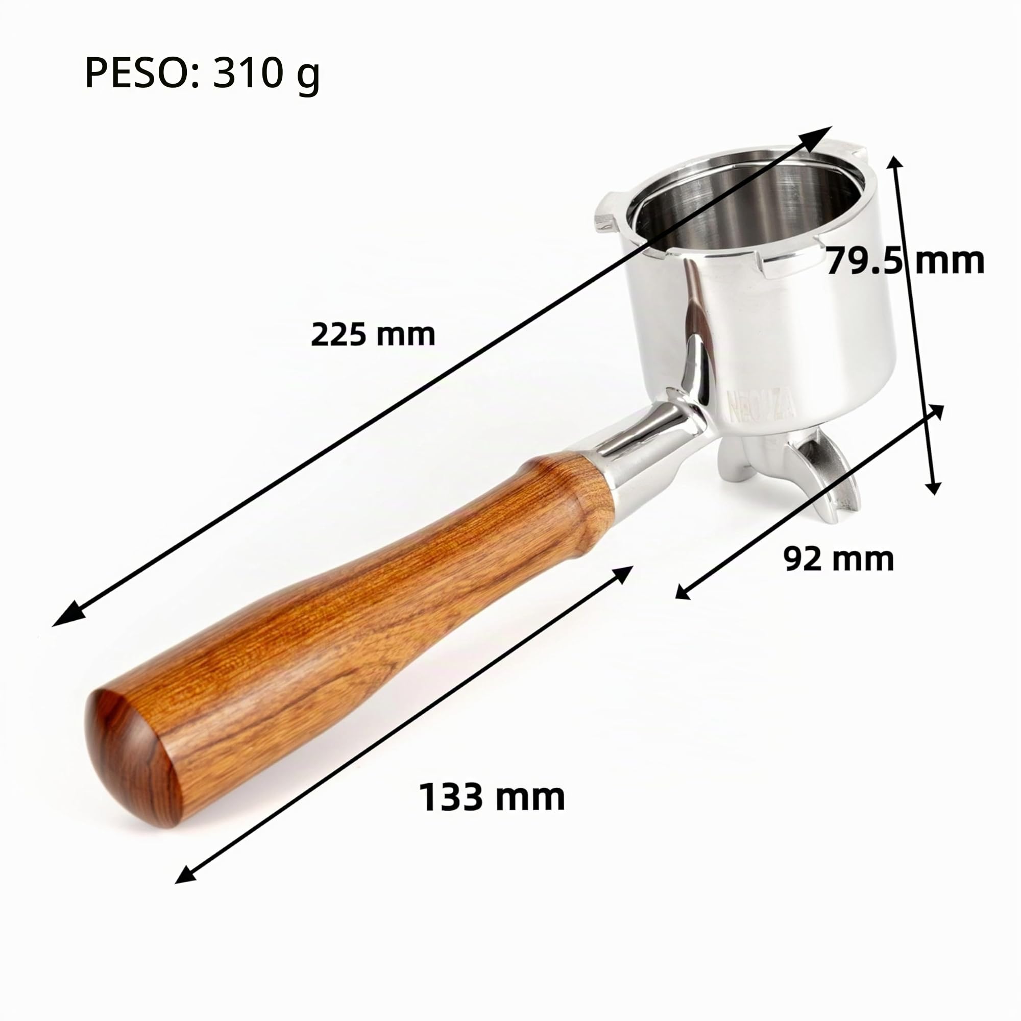 NEOUZA Portafiltro per caffè espresso da 51 mm con doppio beccuccio, compatibile con Delonghi La Specialista EC9155/9255/9335/9355/9665/9865, acciaio inossidabile 304