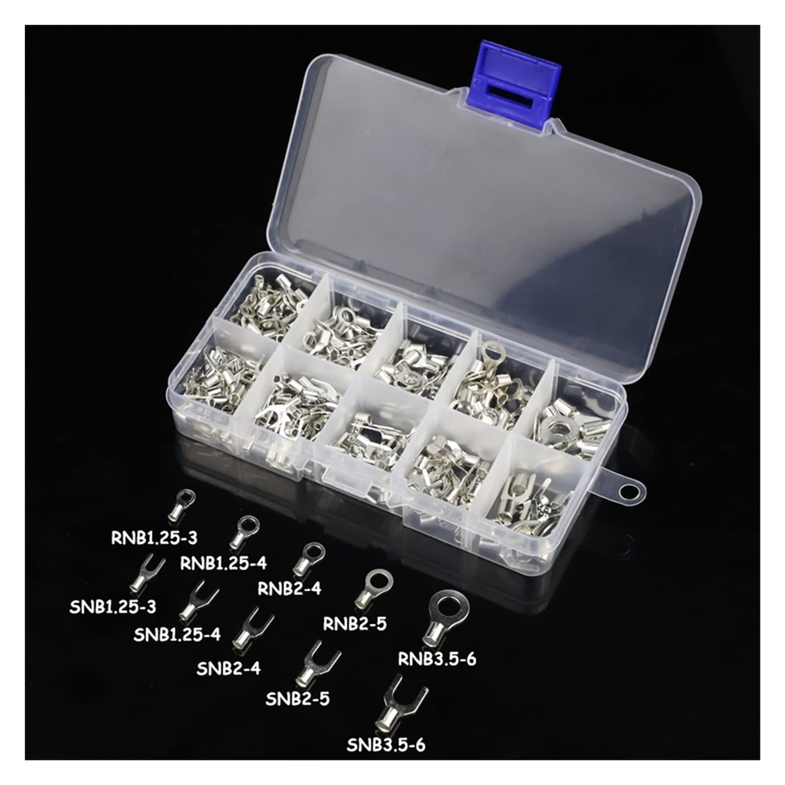 Crimpverbinder, Crimpklemmen, 320 Stück/Set, 10-in-1-Klemmen, nicht isolierte Ringgabel, U-Typ, Messingklemmen, Sortimentskit, Kabeldrahtverbinder, Crimpspaten