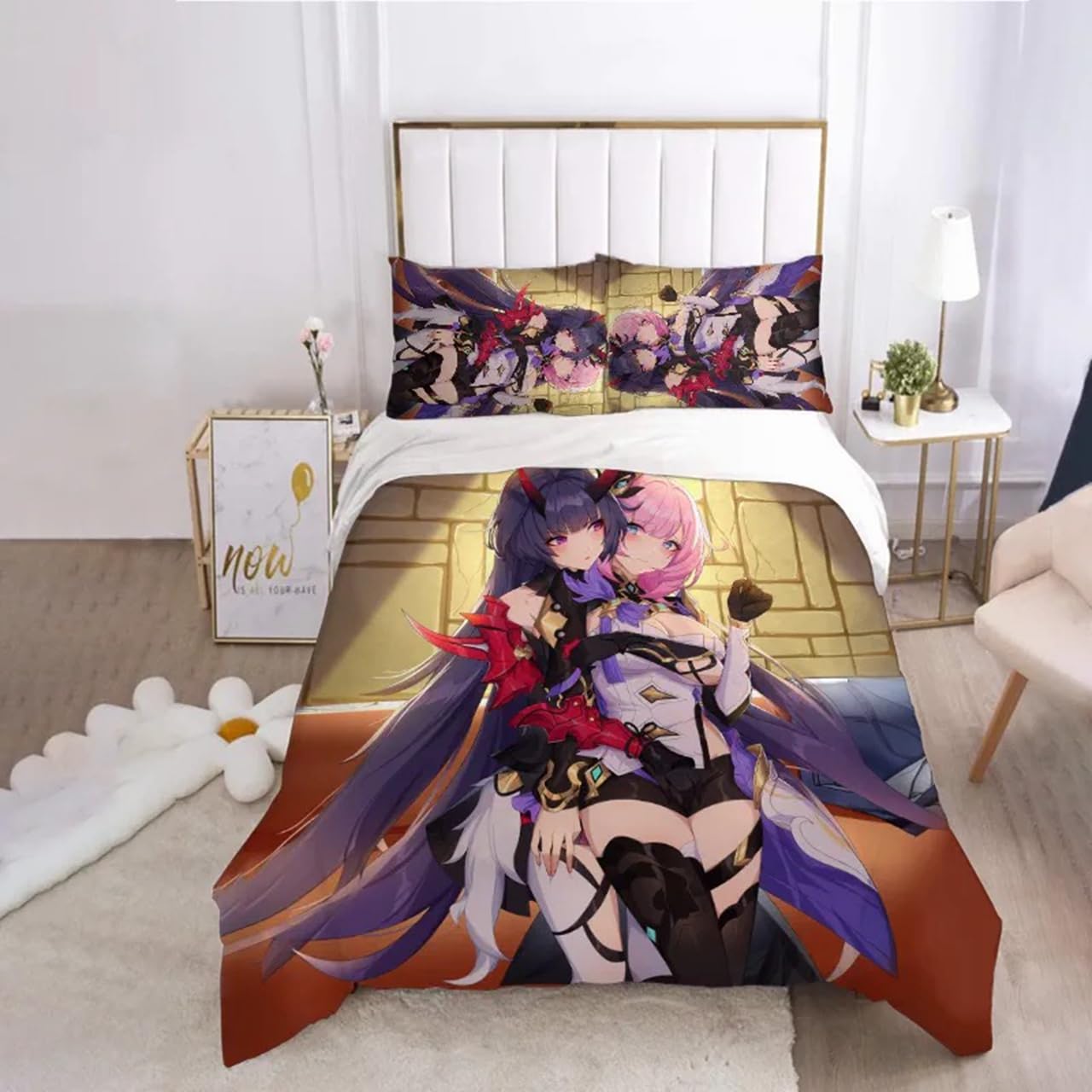 Amazon｜sunshui崩壊星穹鉄道アニメシーツ4点セットダブルベッド静電気