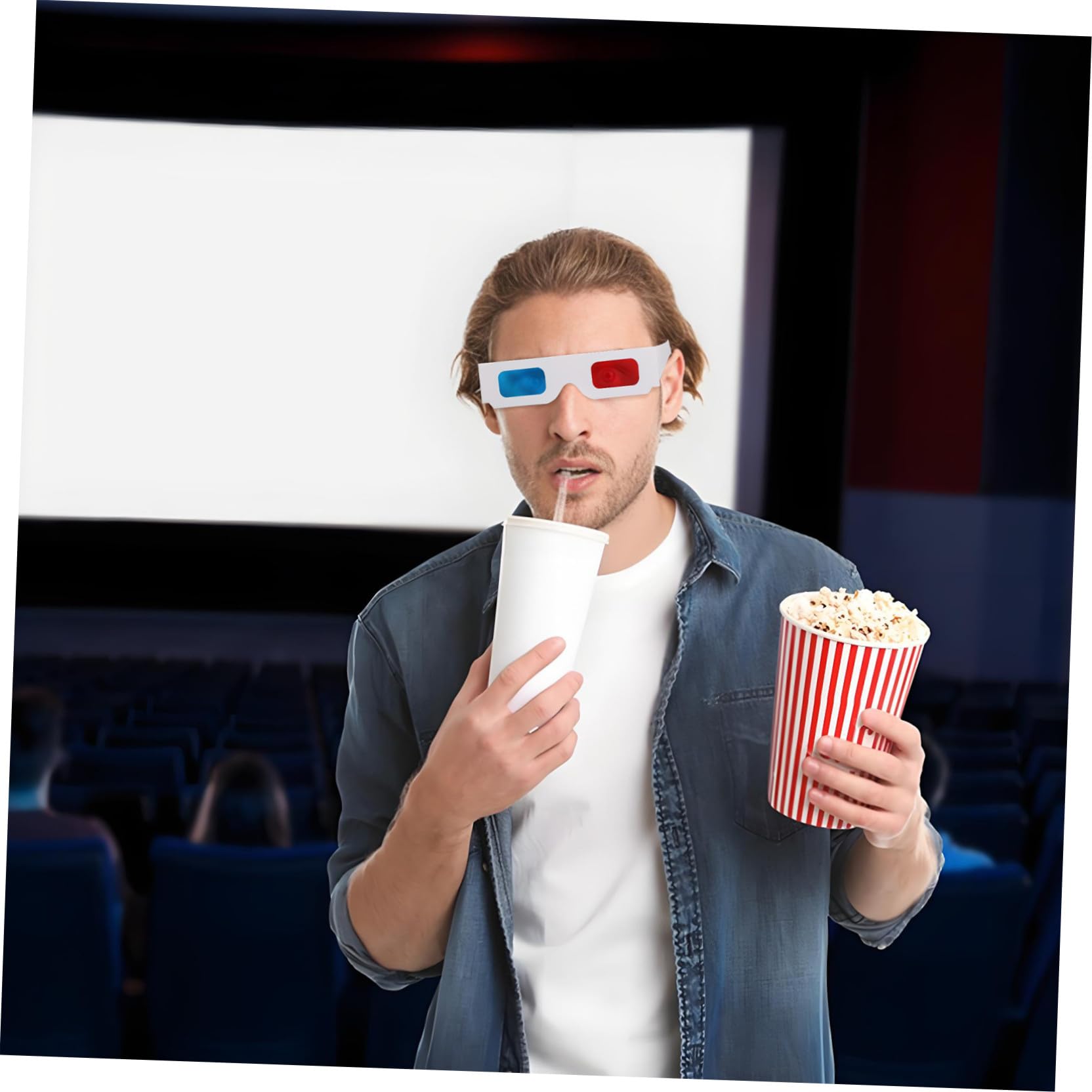 Mikikit Occhiali 3d Anaglifi in Cartone Bianco, Leggeri e Portatili, Confezione da 100 Pezzi per Ragazzo Ragazza e Adulti, per Guardare Film in 3d a Casa al Cinema