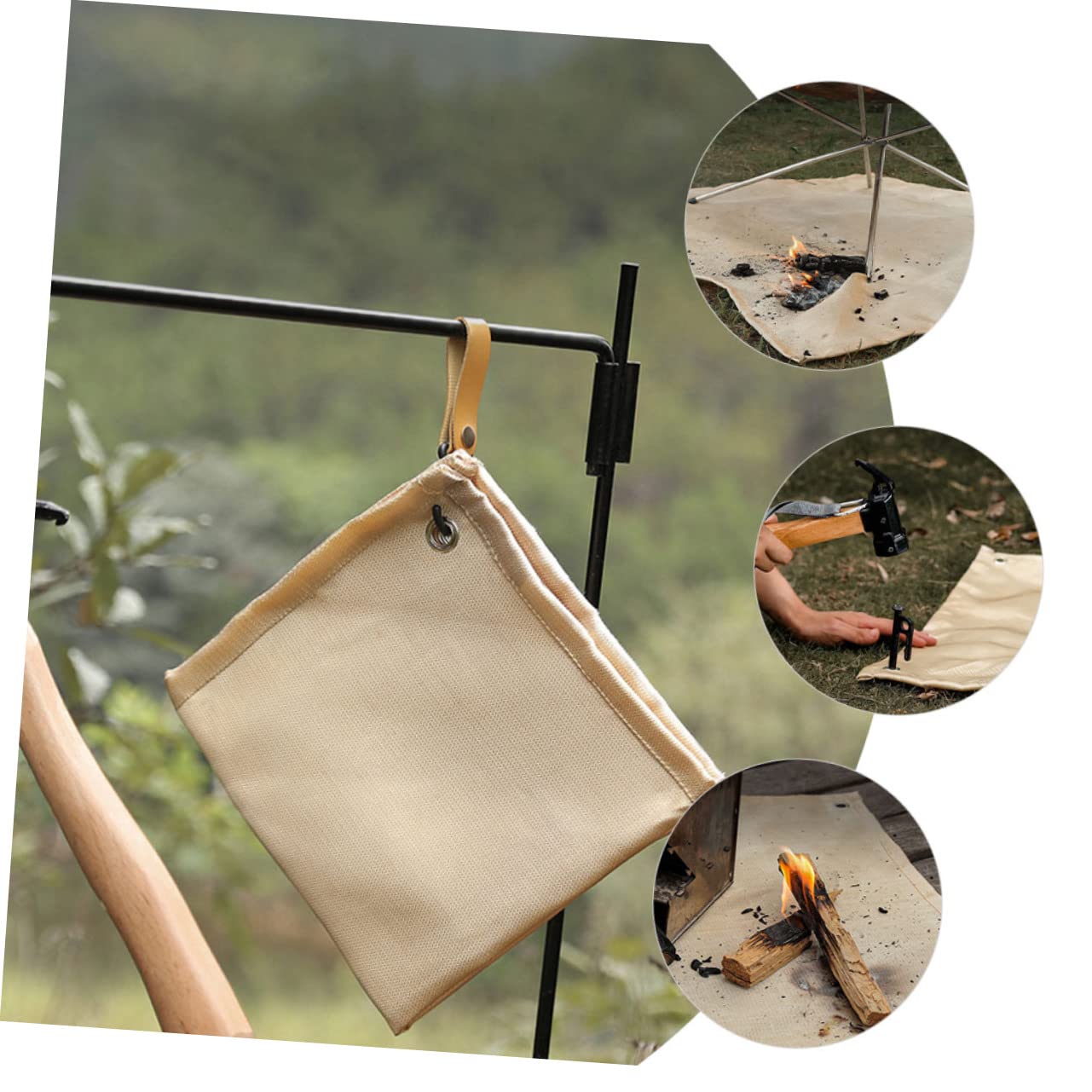 SUPVOX Fireproof Camping Blanket Fiberglass Fire Resistant Mat for Outdoor Use Heat Resistant Picnic and Camping Accessory Includes Storage Bag Durable Fireproof Mat