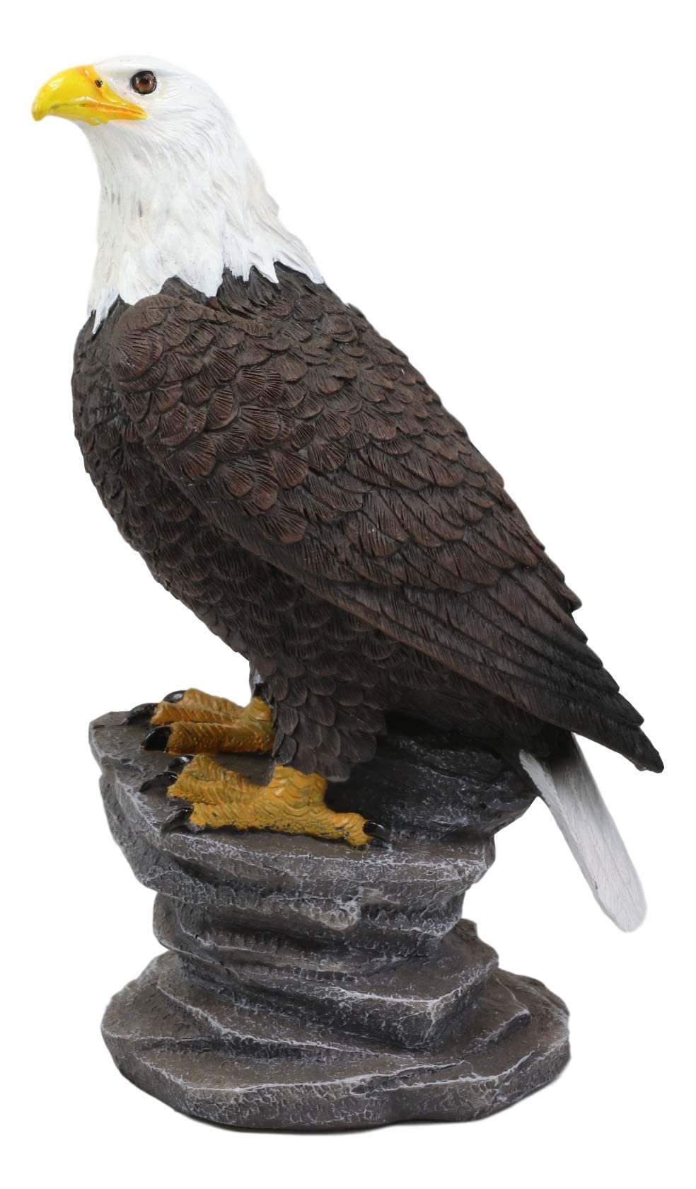Ebros 9" Tall Realistic American Pride Majestic Bald Eagle Perching On Cliff Rock Statue USA National Emblem Eagles Independence Day American Gallery Quality Home Patio Decor Figurine