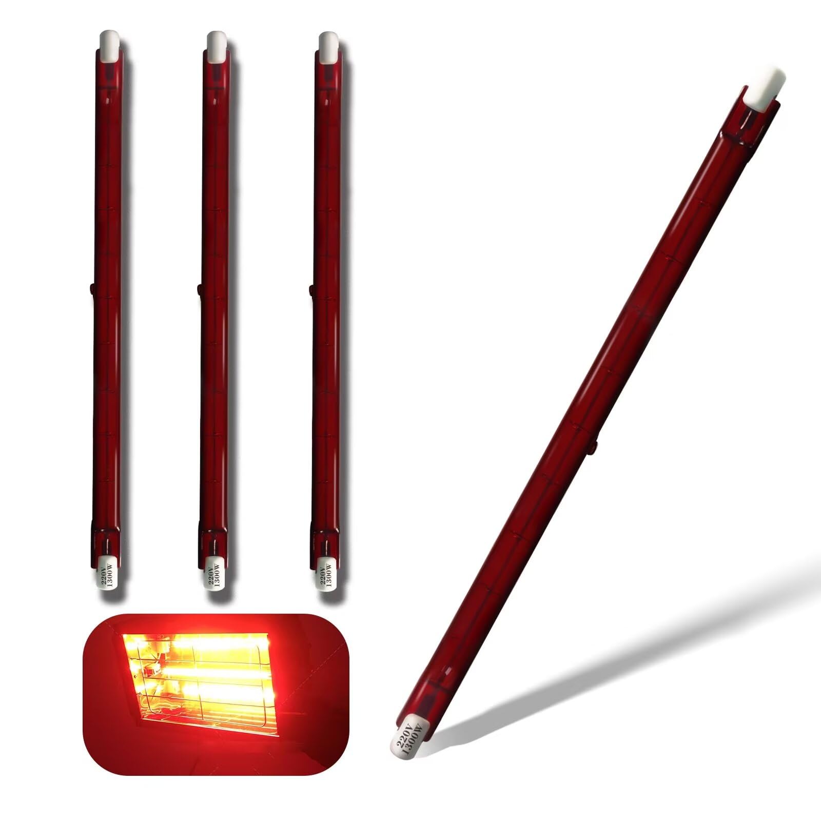 Generic 254mm 1300W R7S Halogen Bulb, 1300lm, Red, 4 Packs