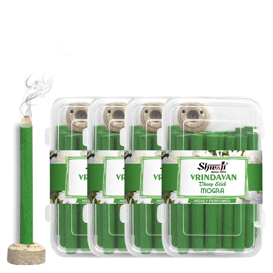 Shivaji Vrindavan Fresh & Scented Incense Dhoop Stick for Pooja | Long Lasting | Herbal Natural | Dhoop Stand Inside | 40+ Mins Burn Time | Charcoal Free - Pack of 4 (B0D9BHQ566) Amazon Price History, Amazon Price Tracker