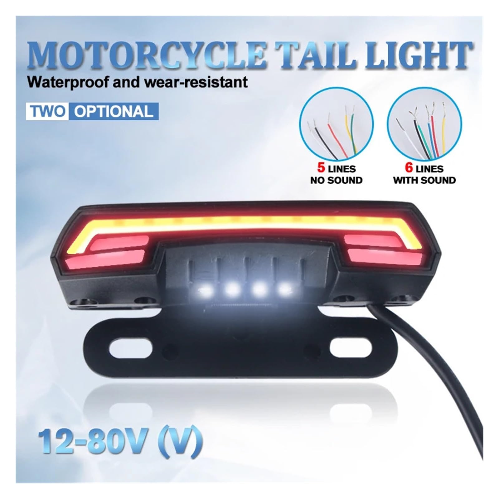 Luces De Matrícula Motocicleta, Resistentes Al Agua, Freno Trasero, Parada, Doble Flash, Señal Giro Dinámicas Luces traseras Luz