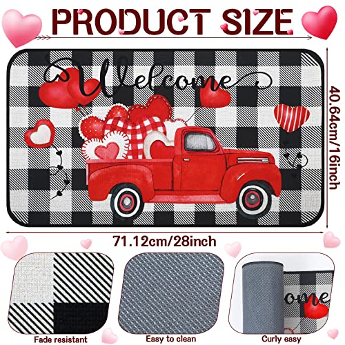 Valentine's Day Welcome Mats Buffalo Plaid Decor Door Mat Red Heart Door Mat Indoor Entrance Cute Decorative Outdoor Doormats Non Slip Outside Door Mats For Front Door Valentine's Day Rugs, 16" X 28" #TOP1