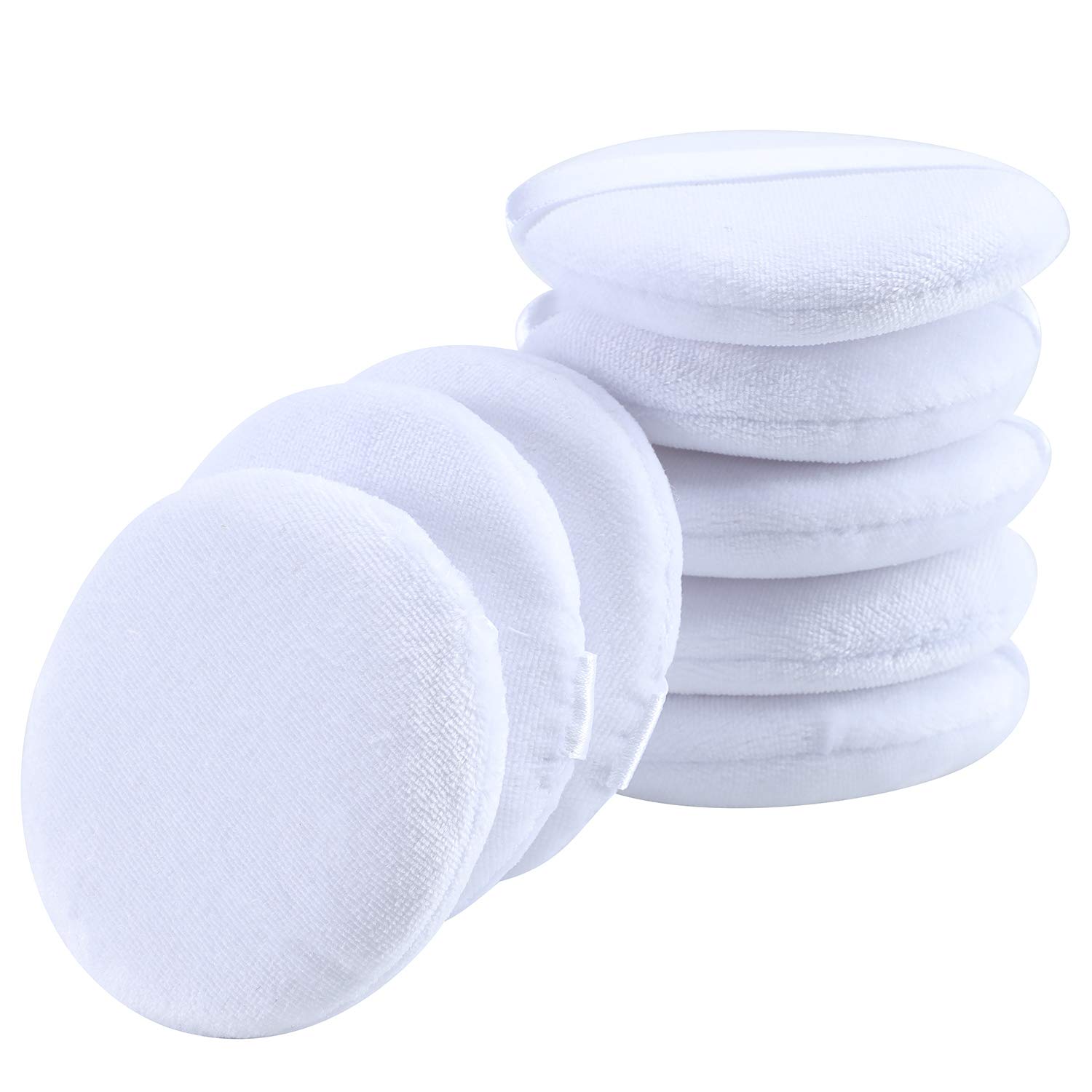 Senkary 8 Pack Face Powder Puffs Soft Cotton Makeup Powder Pads for Loose Setting Pressed Body Powder (2.75 Inch, White)