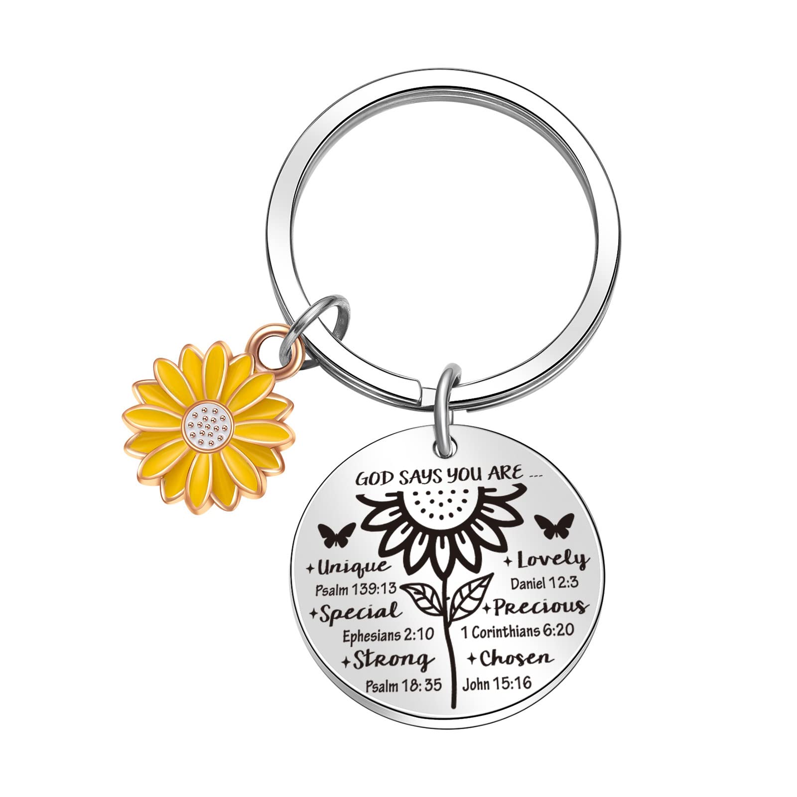 ORZOESDReligious Keyring Christian Gifts For Woman Sunflower Lover Gift Religious Baptism Jewelry