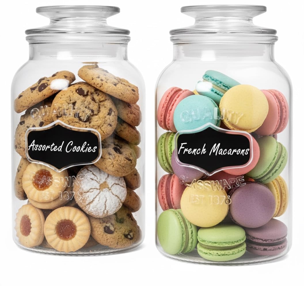Clear Glass Jar And Container With Air Tight Lid Storage of Spices and Dry Fruit (1500 ML COOKIE JAR, 2)