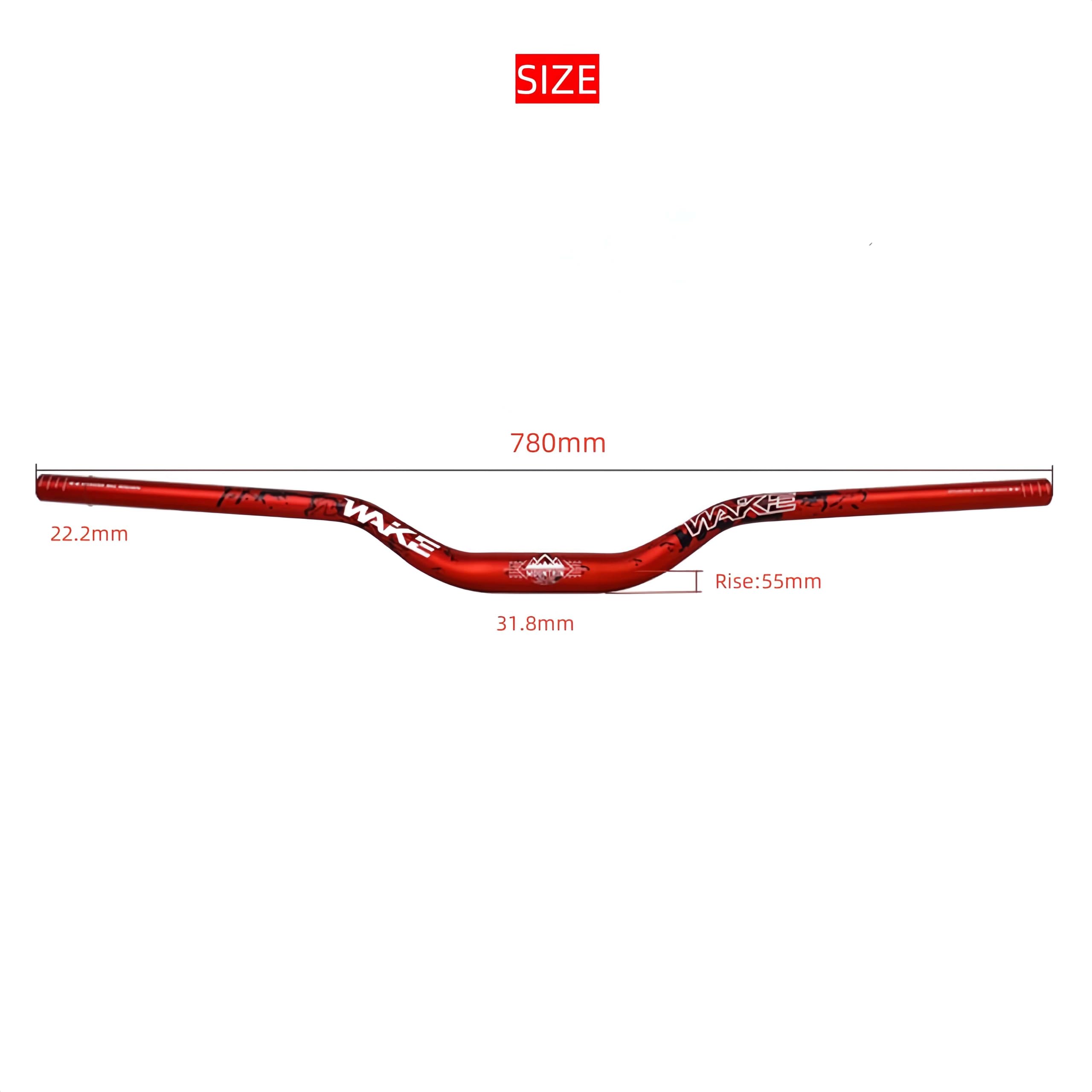 TRKIMAL φ 31,8 mm per mountain bike da strada extra lungo 780 mm manubrio 55 mm Riser bar per downhill ciclismo corsa off-road MTB, BMX (rosso)