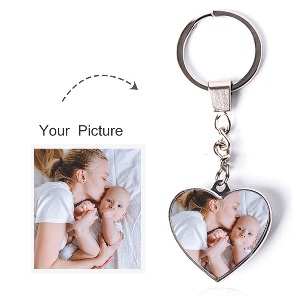 Styletify Custom Photo Keychain,3 Pcs Crystal Keychain Set Personalized Keyrings Double-Sided Customized Keychain with Picture Round+Ellipse+Rectangular