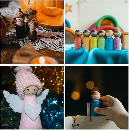 Miniatura 6 de NODG 50 muñecas de madera sin terminar, adecuadas para manualidades infantiles, pintura, juegos, decoración del hogar