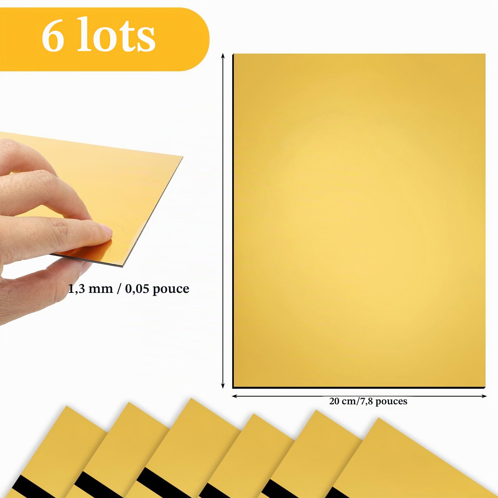 Plaque Acrylique pour Gravure Laser, 6 Pièces 30x20 cm 1,3 mm Feuille Acrylique Couleur Feuilles de Plastique ABS Panneau Plastique Opaque pour Découpe Laser, Plaques en Plastique à Graver Bicouche