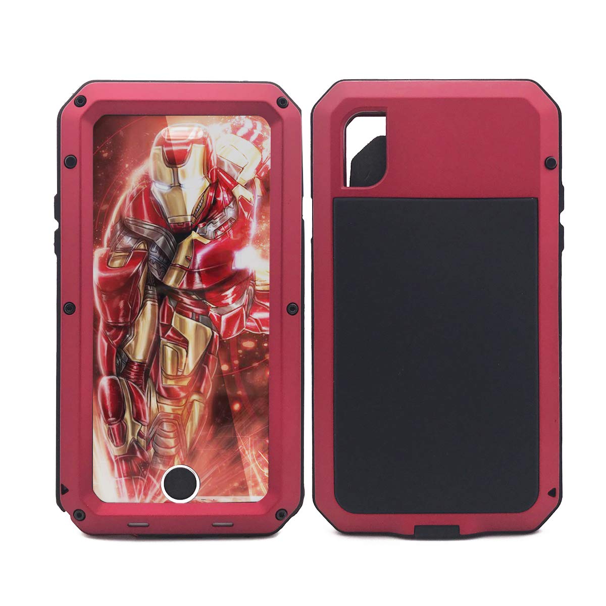 iPhone Xs Max Case,Marrkey 360 Full Body Protective Cover Heavy Duty Shockproof [Tough Armour] Aluminum Alloy Metal Case with Silicone Built-in Screen Protector for iPhone Xs Max - Red