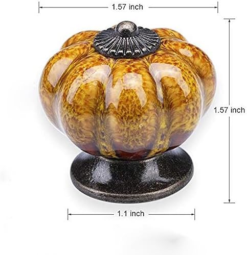 Miniatura 3 de Aeiniwer - Juego de 6 pomos de cerámica con pomos coloridos y asas de calabaza para armarios, armarios de cocina y baño, persianas (naranja leopardo)