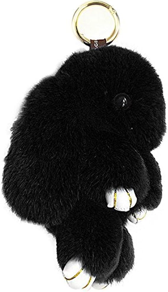 Soft Cute Bunny Charm Ring Keyfob Rabbit Fur Keyring Fluffy Pompom