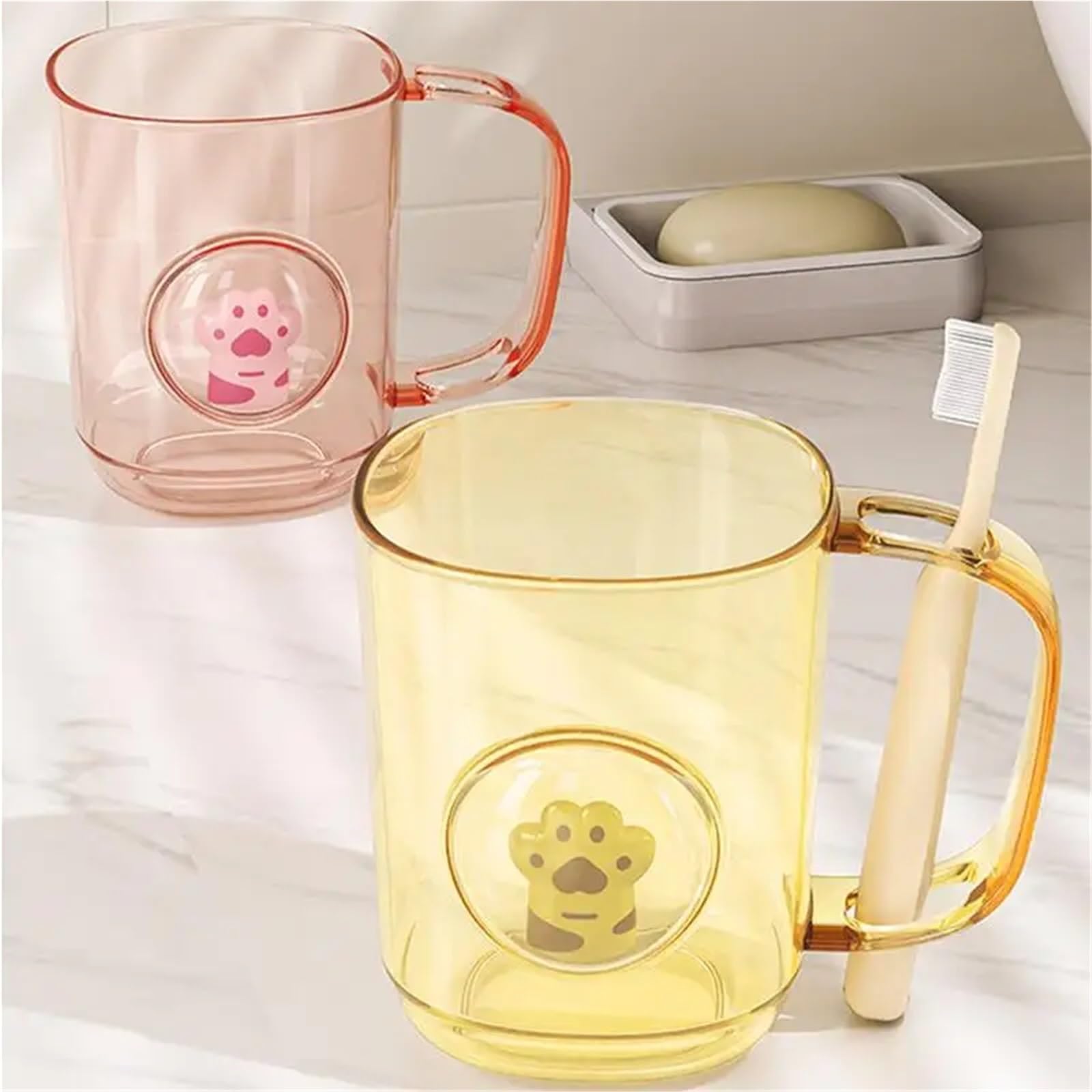 Portaspazzolino 3 pezzi tazze for collutorio riutilizzabili antiscivolo bicchiere da bagno tazza for spazzolino for risciacquo portaspazzolino(Yellow)