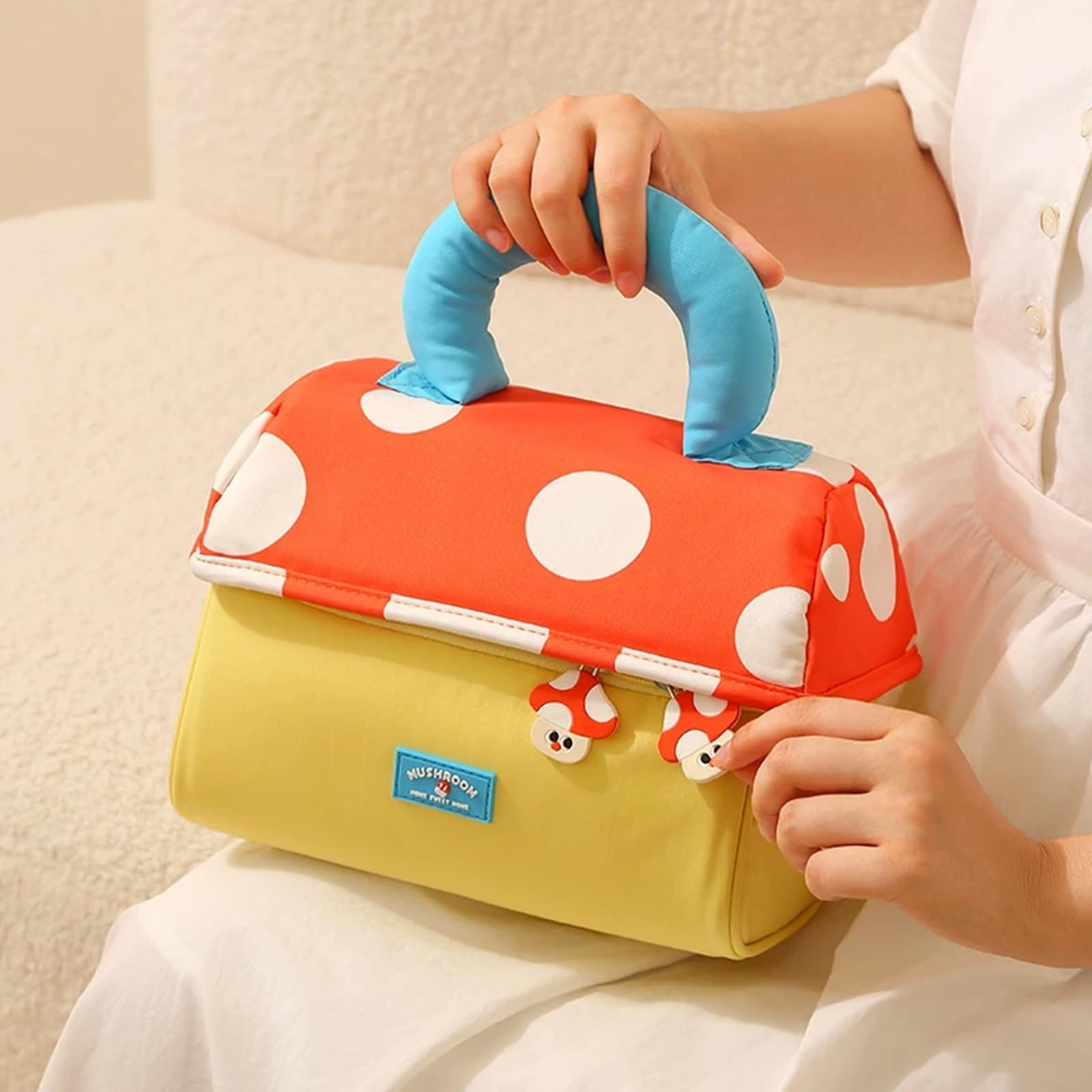 Beauty Case da Viaggio, Trucco Portatili per Vacanze in Viaggio, Scomparti Organizzati per Evitare Il Disordine, Affascinante Design Ispirato ai Funghi, Elegante e Unico