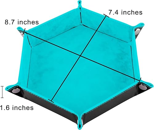 Miniatura 2 de SIQUK Bandeja de dados hexagonal de 4 piezas, soporte plegable de piel sintética para juegos de dados como RPG, DND y otros juegos de mesa (rojo