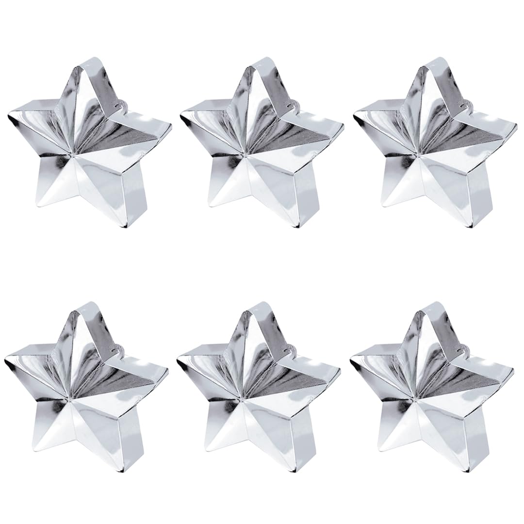 Star Balloon Weights - Pack of 6 (Silver, Pack of 6)