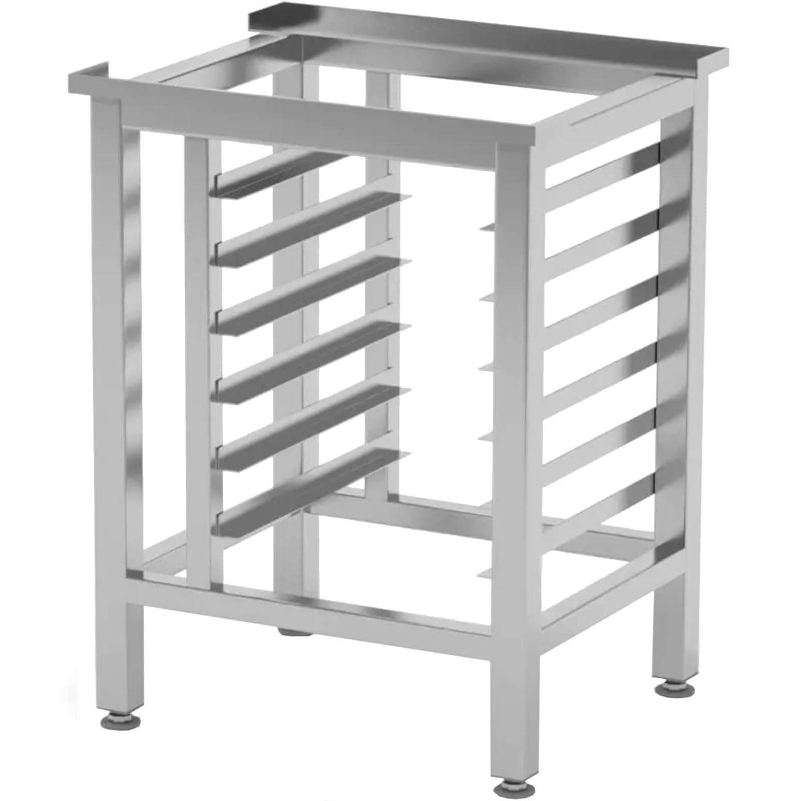HENDI Untergestell, für HENDI Kombidämpfer und Backöfen, mit 6 Haltern für GN2/3 Backbleche und Roste, höhenverstellbare Beine, 550x465x(H)700mm, Edelstahl
