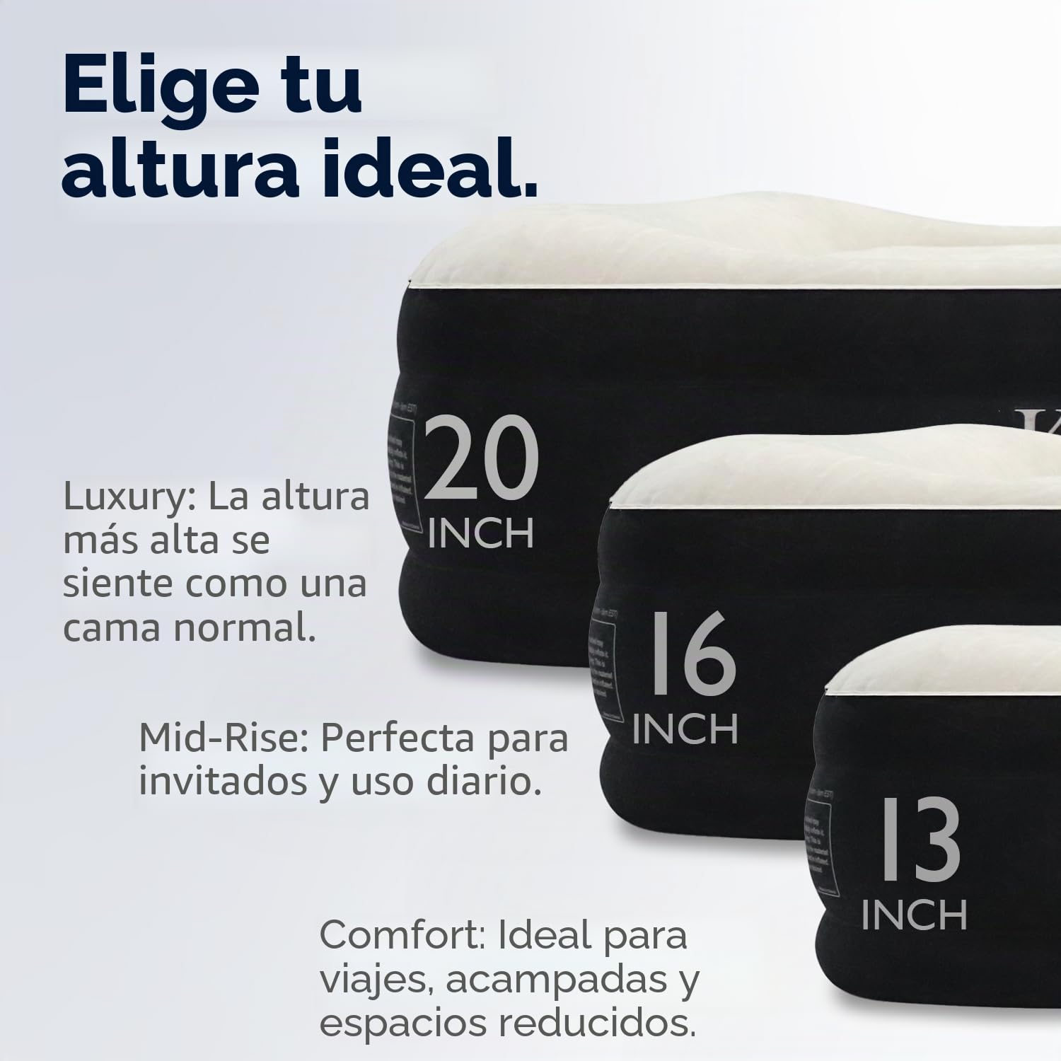 King Koil tamaño Doble de Lujo Mejorada Criado colchón de Aire Inflable Mejor colchón Hinchable con Bomba incorporada - Criado elevada colchón de Aire Quilt Top y la Cama sólo con 1 año de garantía