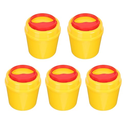 Ipetboom 5 Uds contenedores de eliminación de objetos punzantes forma redonda jeringa latas hospital caja de residuos médicos organizadores tatuaje disponible en Yaxa Colombia