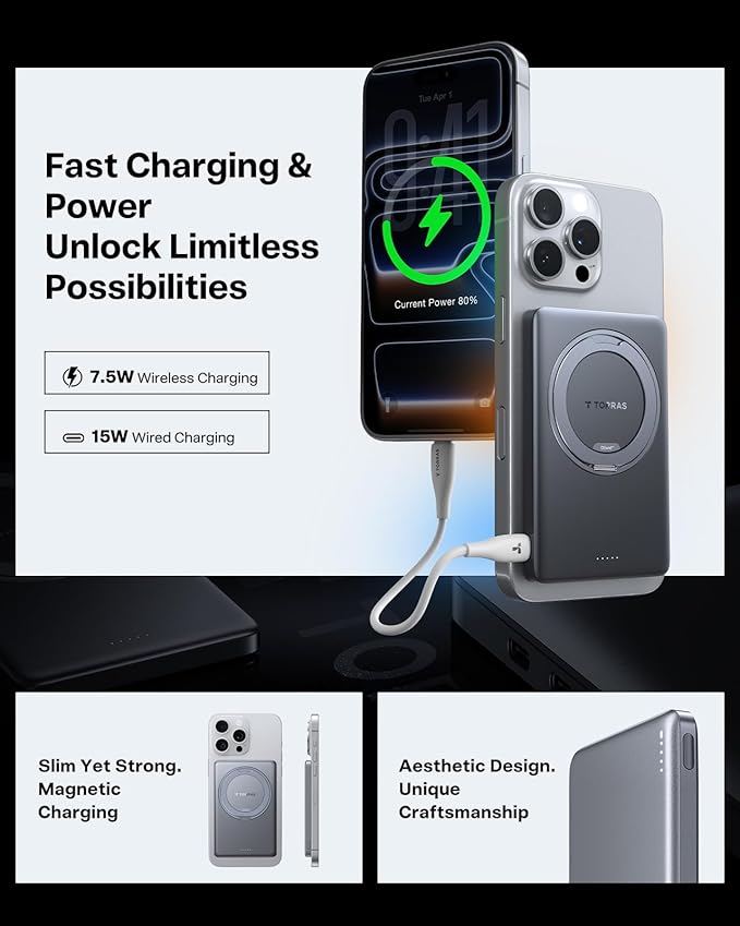 Cargador Inalámbrico TORRAS Ostand MiniMag Power Bank 5000mAh miniatura 8