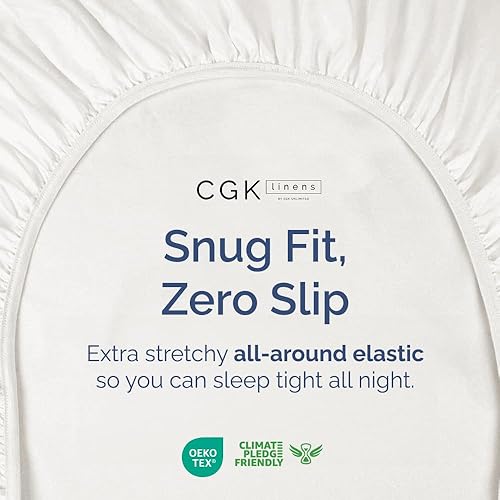 Miniatura 2 de Sábana bajera tamaño King, suave con esquinas de 8 a 16 pulgadas de profundidad, transpirable y sin arrugas, cuidado fácil, sin decoloración ni