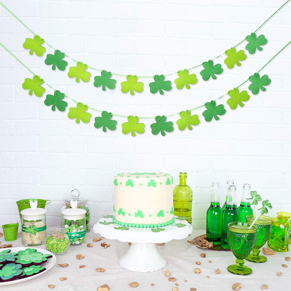 St. Patrick's Day Banner Decorations, Felt Shamrock Clover Garland Banner, St. Patrick's Day Garland Decorations, Irish Day Party Supplies