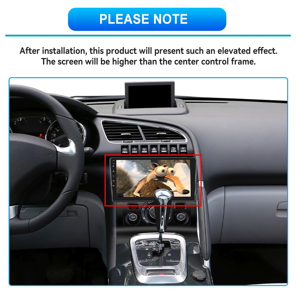 4G+64G Android Autoradio pour Peugeot 3008 5008 2009-2016 Carplay sans Fil 9 Pouces Radio avec Android Auto Mirror Link GPS Navi Bluetooth WiFi/FM/RDS/EQ/SWC/USB Commandes au Volant Caméra Recul