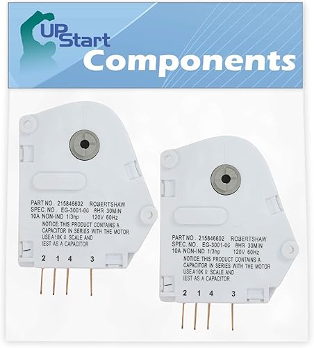 Paquete de 2 temporizadores de descongelación 215846602 de repuesto para refrigerador Frigidaire FRT21IS6BWE, compatible con temporizador de
