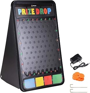 41"x25" Prize Drop Plinko Board Large-Sized, Foldable Stand with 12 Playing Pucks LED Lights，Tabletop Penny Drop Game for Carnival Trade Show Live Stream Party