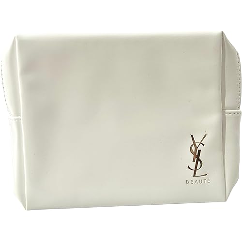 Yves Saint Laurent YSL Cosmetic White Zip Pouch Makeup Bag YSL Fragrance Bag (6.25L X 5.25H X 2W) - 9042