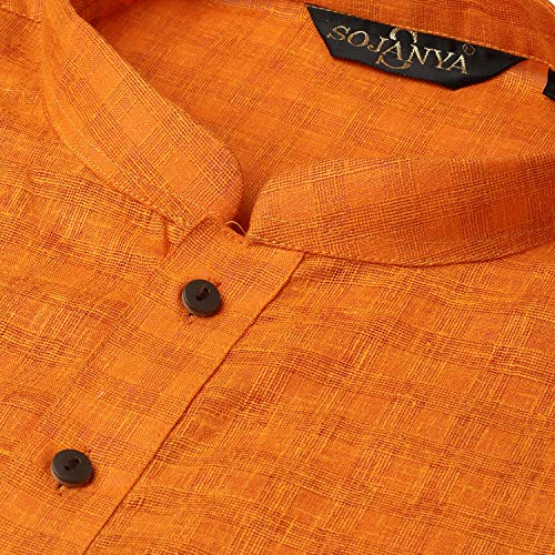 Sojanya (Since 1958 Men'S Cotton Linen Checked Only Long Kurta4