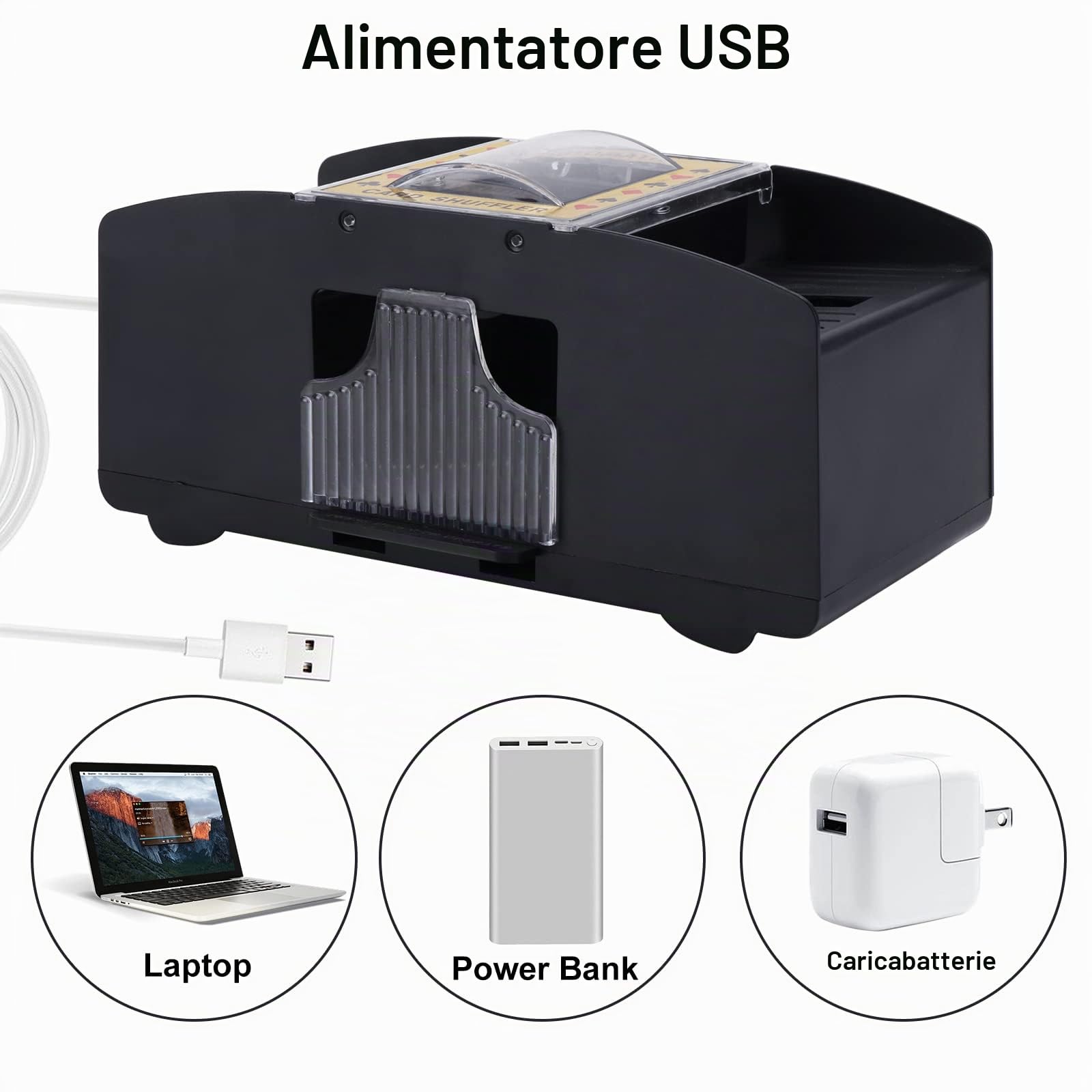 Ni-SHEN Automatyczny Tasownik do Kart USB/Bateria Elektryczna do Pokera Blackjack Phase 10 Skip-Bo